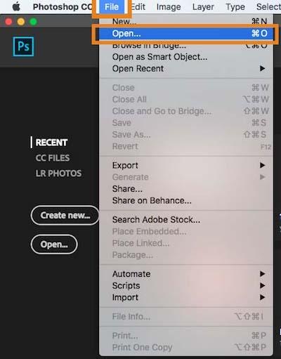 import photo into adobe photoshop for mac